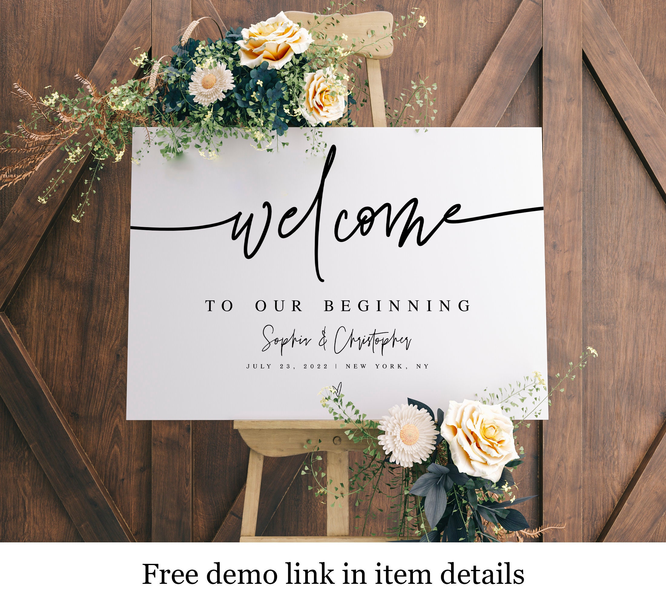 Wedding Welcome to Our Beginning Sign Template Fully Editable - Etsy