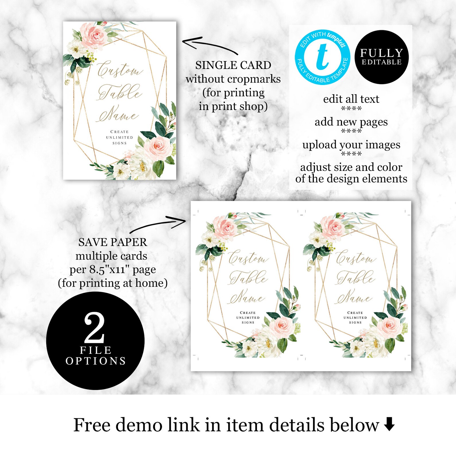 Custom Table Names Unlimited DIY Sign Template Templett Etsy