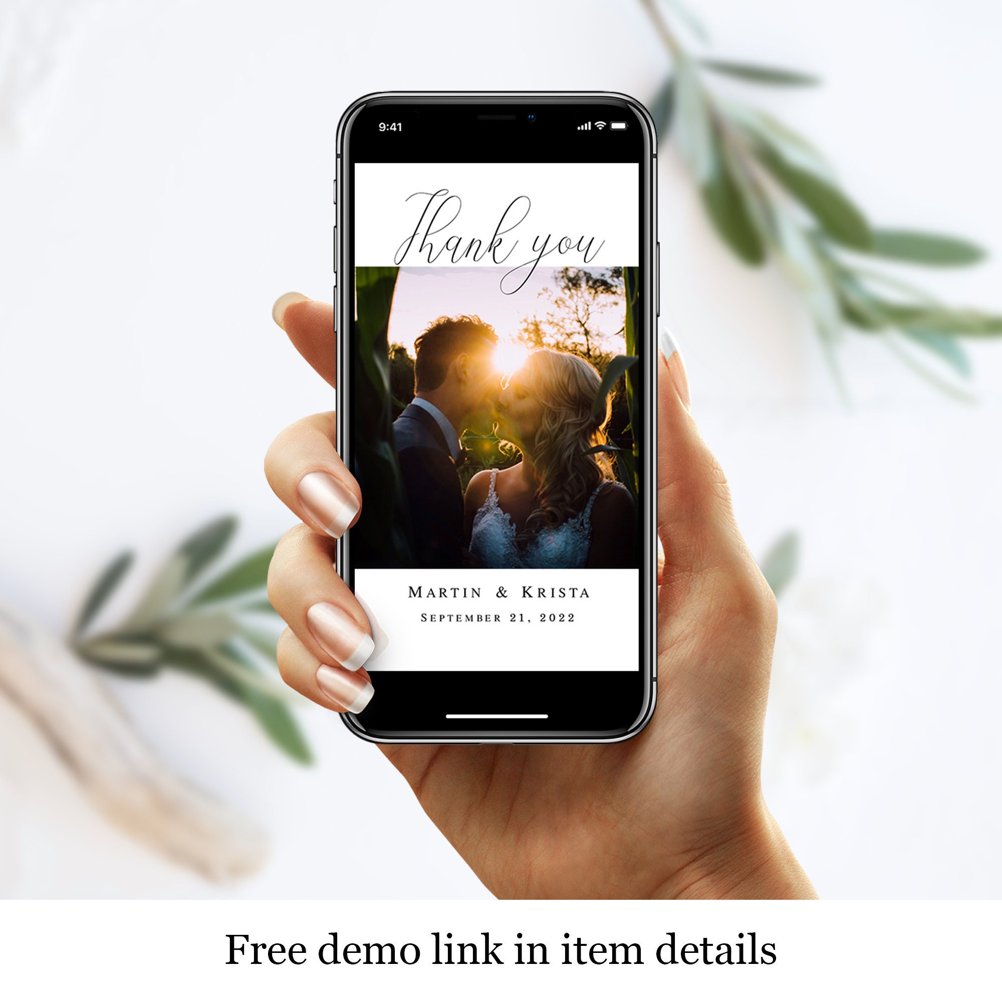 Electronic Thank You Card Template With Photo Picture Text Etsy UK