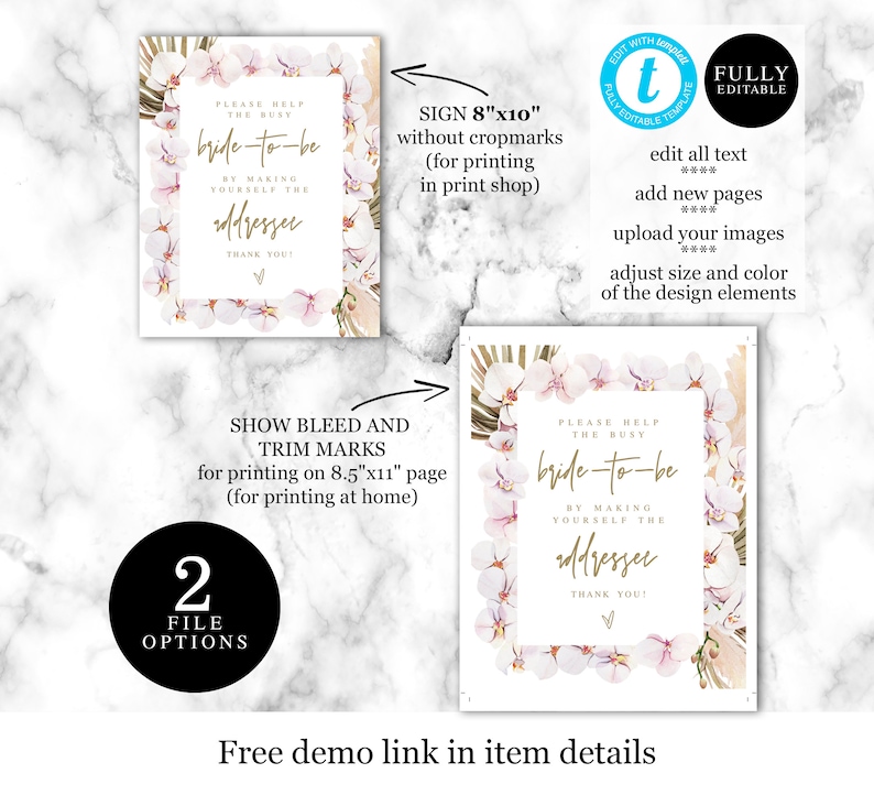 Please Help The Busy Bride To Be Desert #c65b Templett Boho Pink Write Your Address Printable Pampas Grass Bridal Shower Sign Template