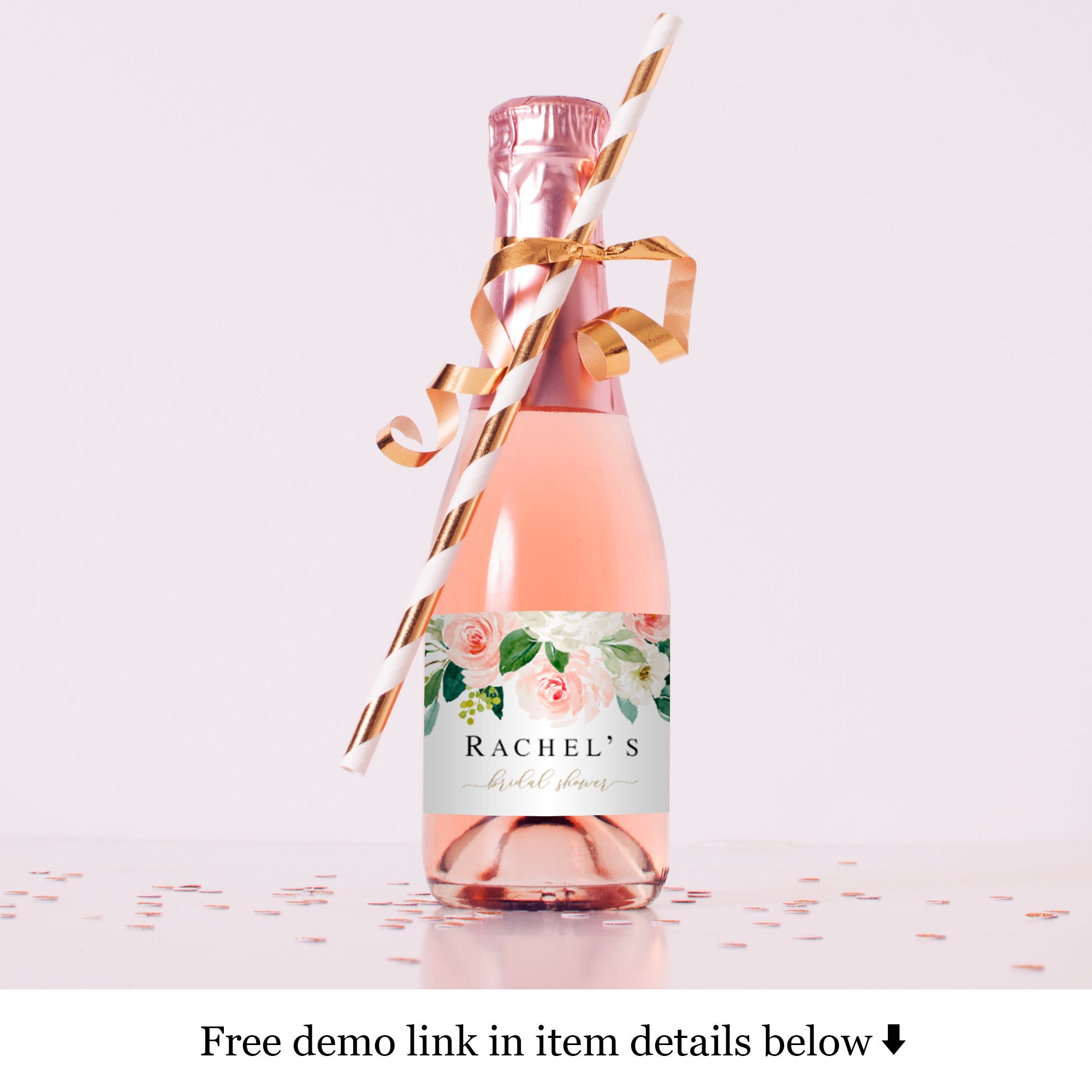 Mini champagne bottle labels template 100% Editable text | Etsy