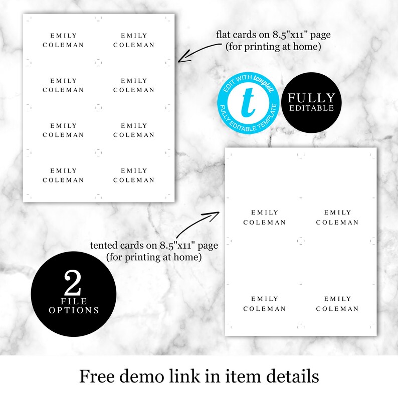 Printable Place Cards Template Name Templett Instant - Etsy