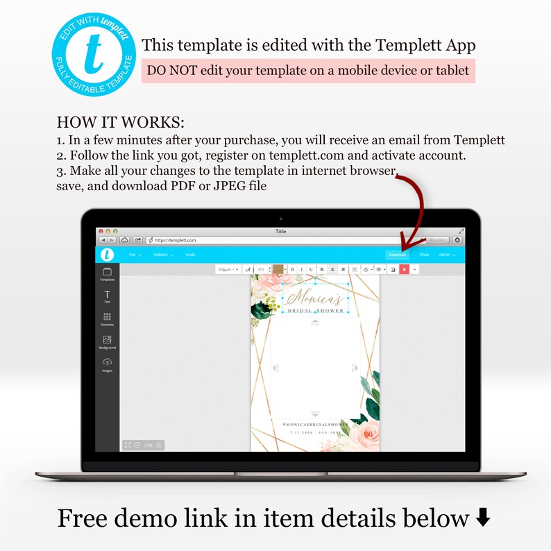 Photo Prop Frame Template Photobooth Templett Bridal Shower Etsy