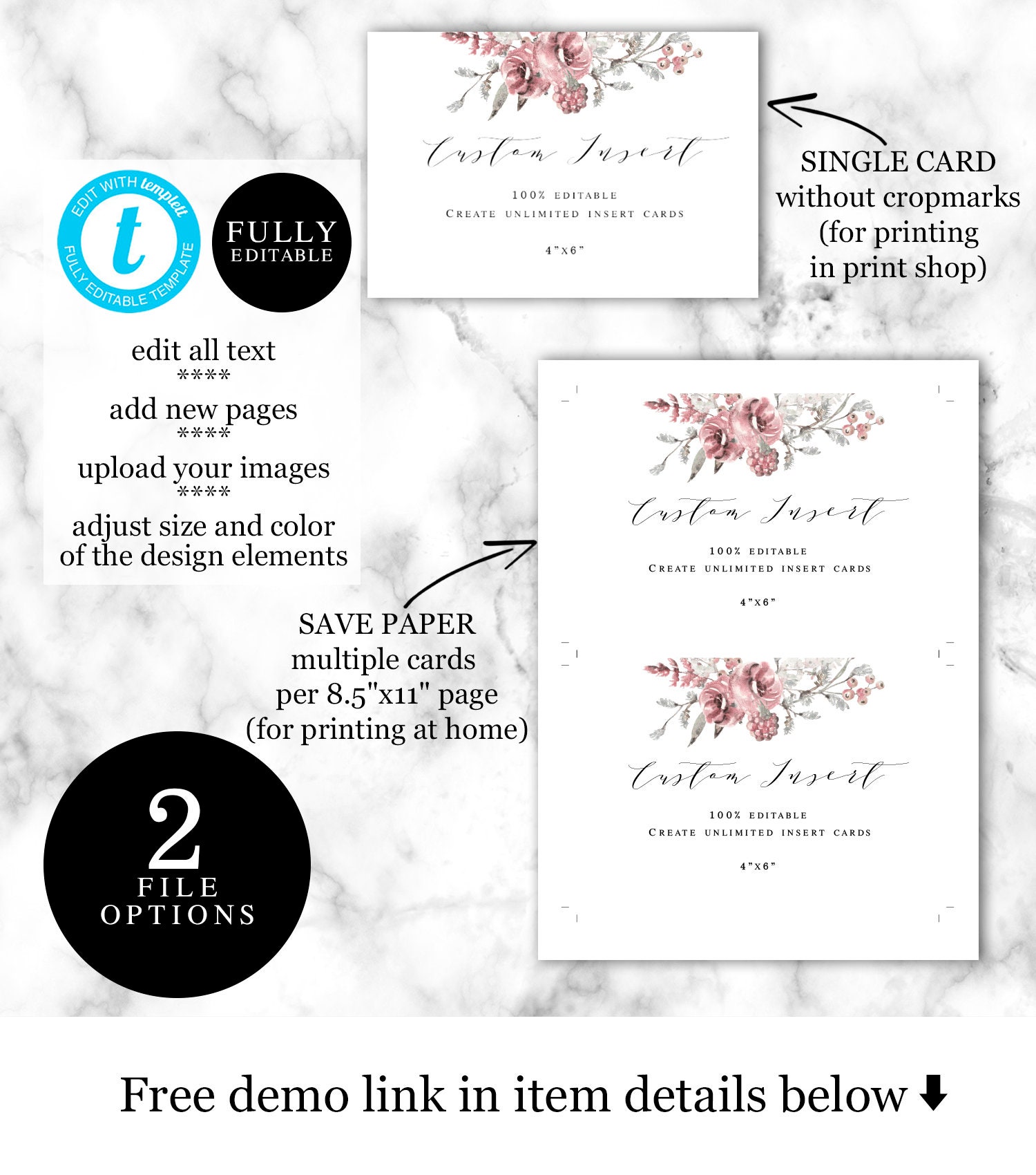 Custom Insert Cards 100 Editable Create Your Own Invitation Etsy