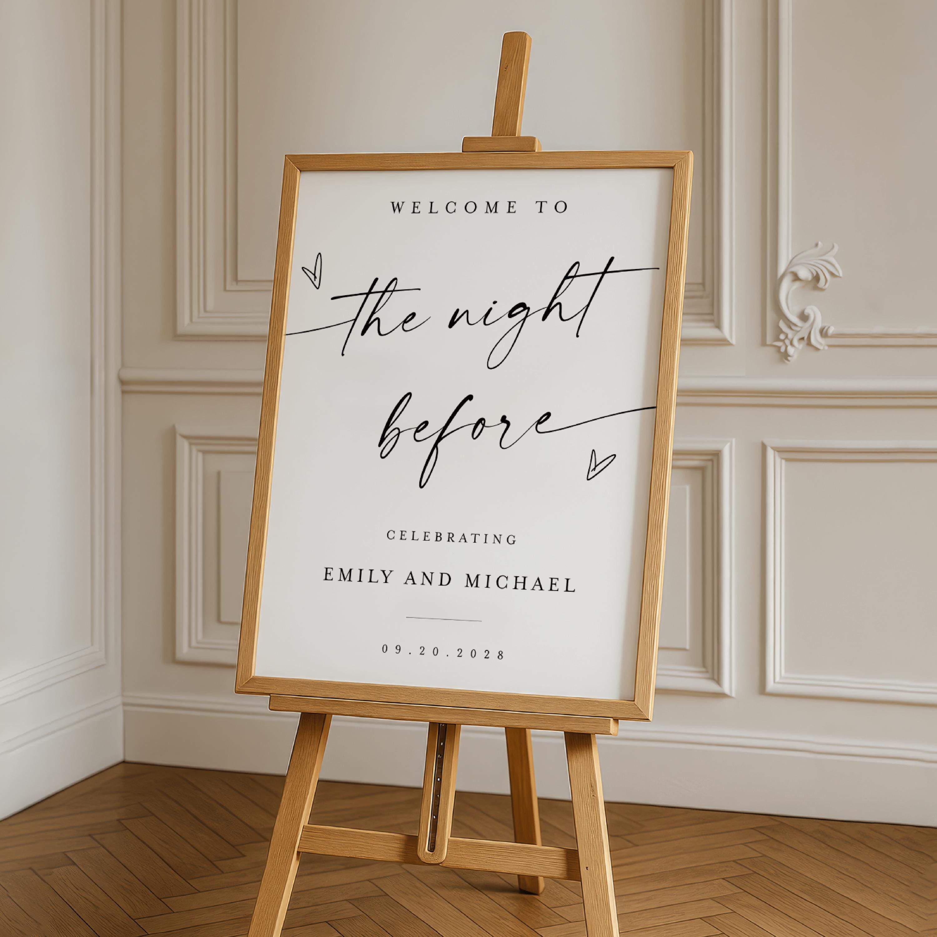 The Night Before Welcome Sign, Wedding Rehearsal Dinner Welcome Sign ...