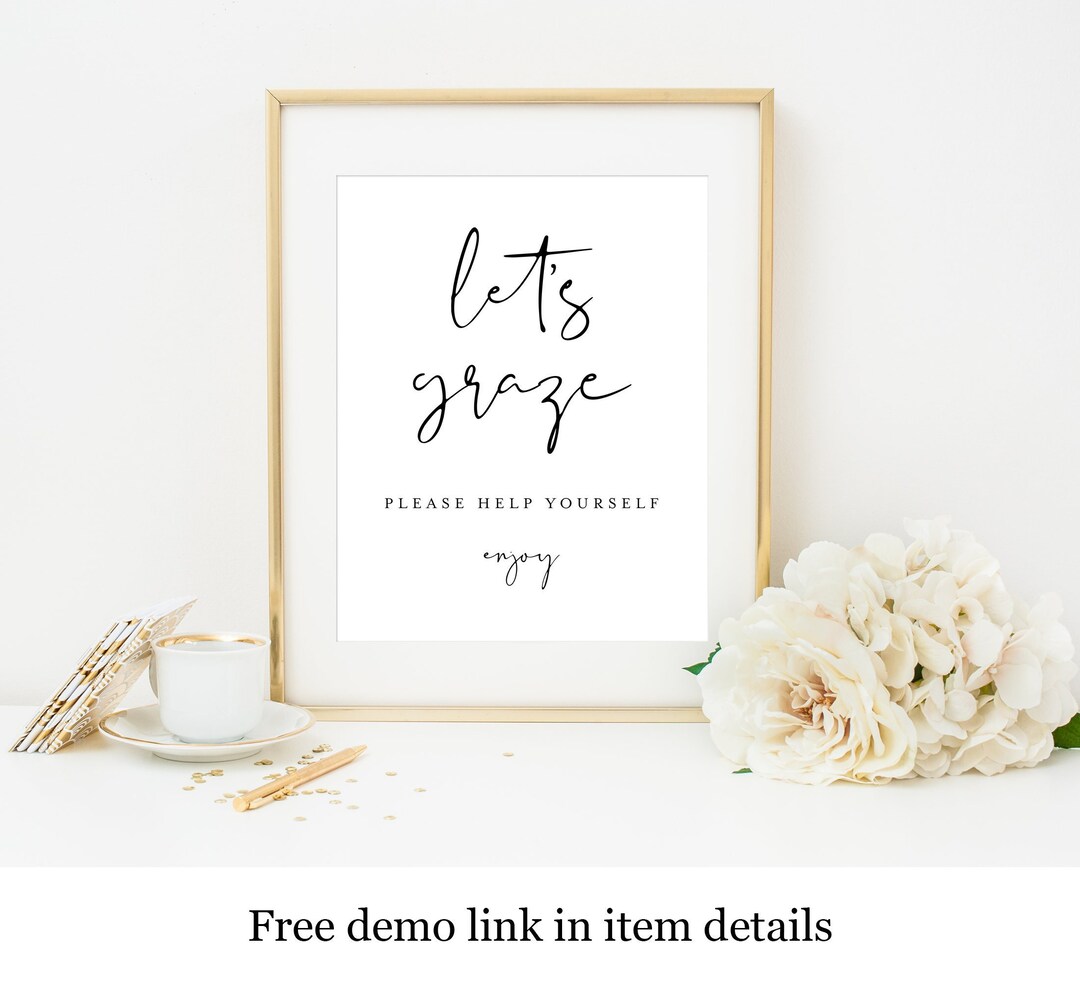 Grazing Station Sign Template, Templett, Grazing Table Decor, Food