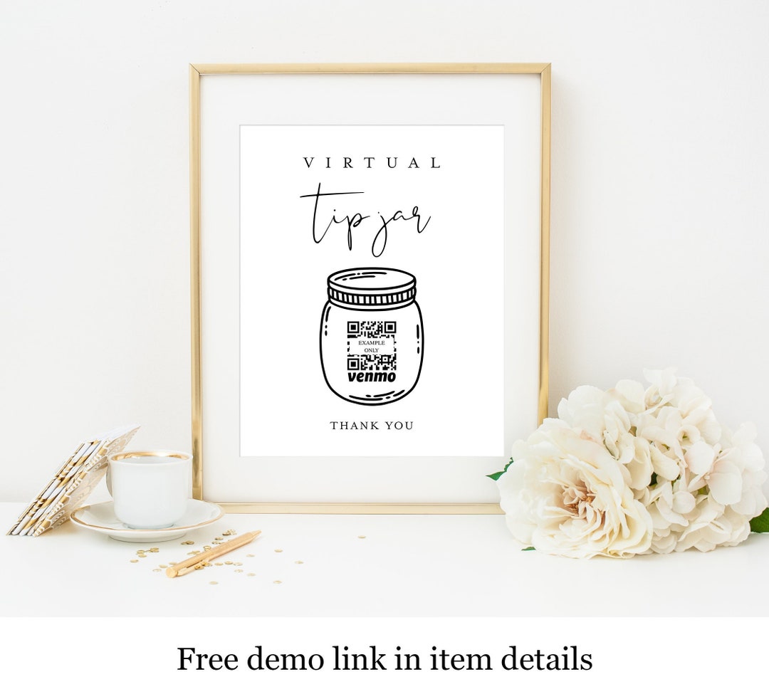 Virtual Tip Jar Sign Template Printable Fully Editable - Etsy
