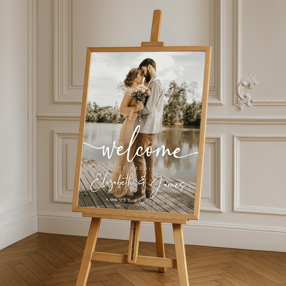 Printed & Shipped Photo Wedding Welcome Sign Template, Welcome
