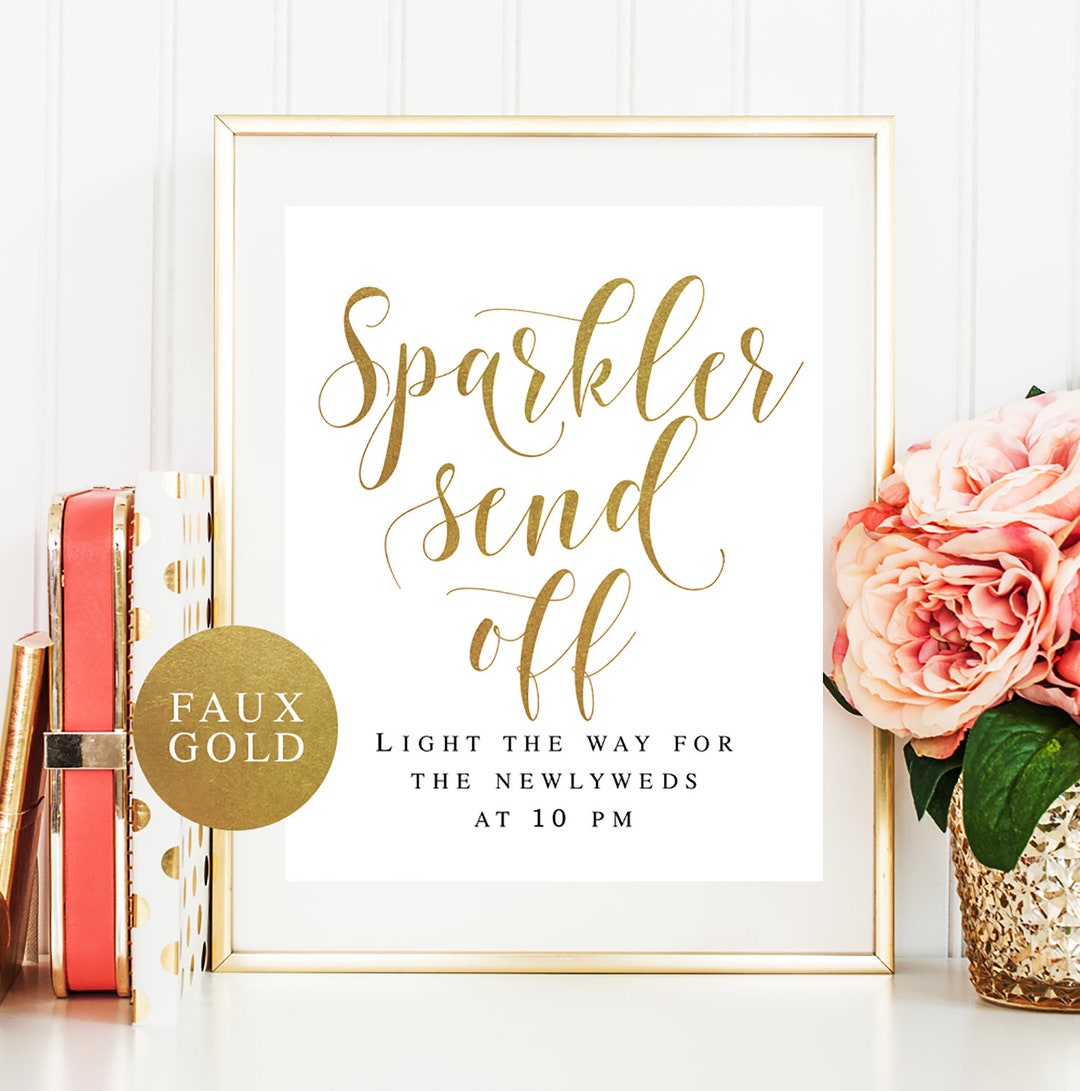 Sparkler Send off Sign Wedding Sparkler Sign Editable Template Gold ...
