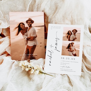 Foto Collage Hochzeitseinladung, Foto Hochzeitseinladung Vorlage, Minimalistische Hochzeitseinladung mit mehreren Bildern, DIY Personalisierte #F41