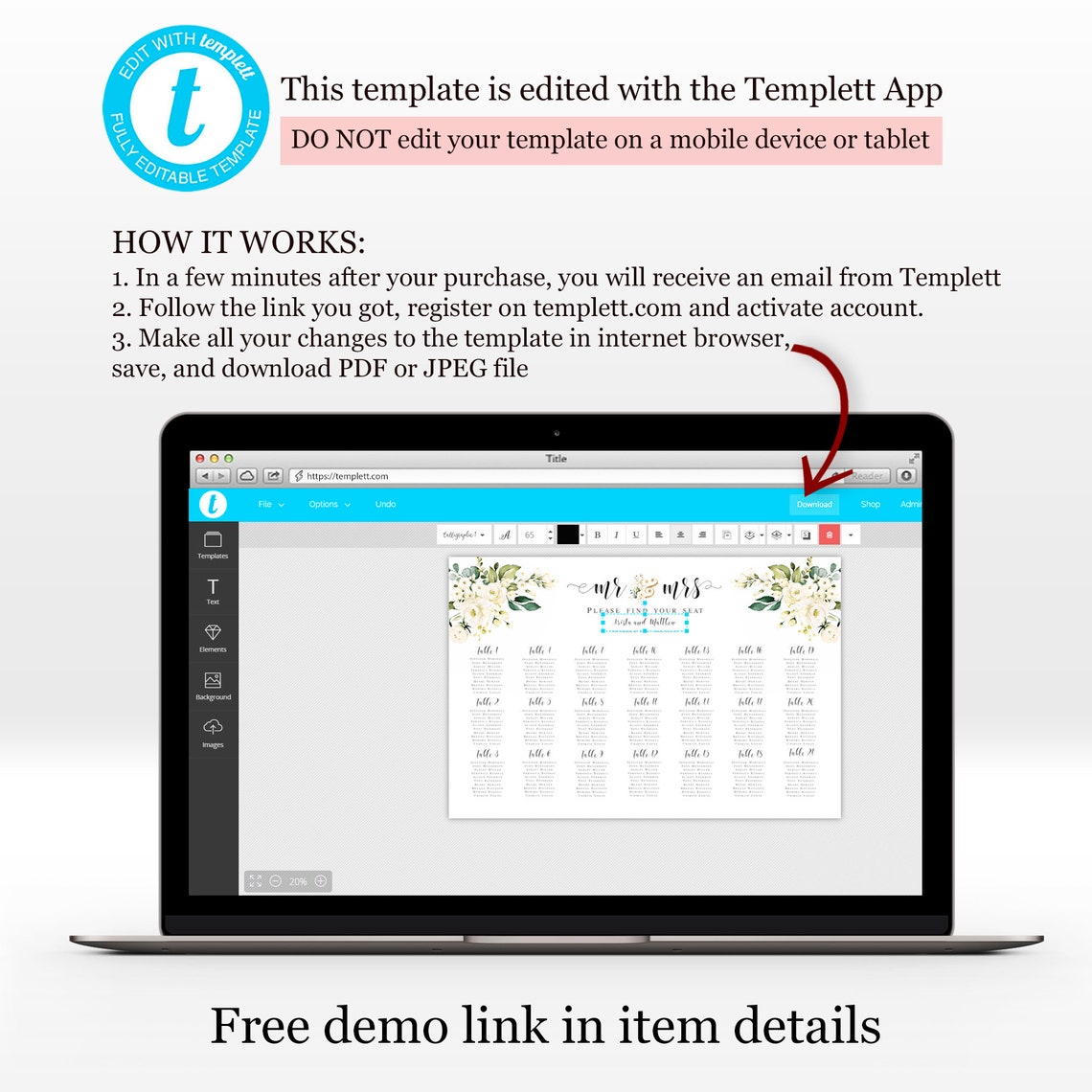Seating Chart Poster Template Templett Sign Your Seat Etsy