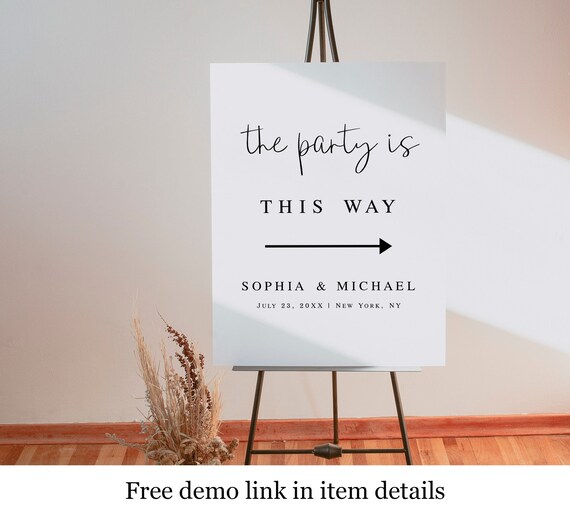 Wedding This Way Sign Template Download Party Printable - Etsy