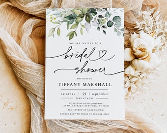 Greenery Bridal Shower Invitation, Greenery Bridal Shower Invite, Eucalyptus Bridal Shower Invitation, Greenery Wedding Shower Invite #c61c