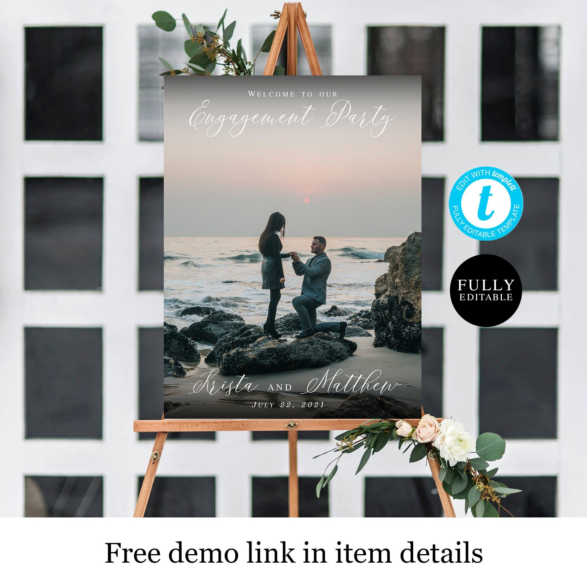 Engagement Welcome Sign Template Fully Editable Poster With Etsy