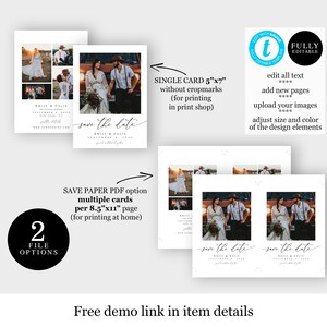Save the Date Editable Announcement Cards Downloadable - Etsy