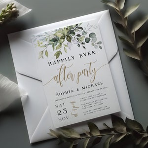 Happily Ever After Party Invitation, Reception Party Template, Elopement, Digital Download, Customize, Printable, Minimalist, Heart DIY #c61