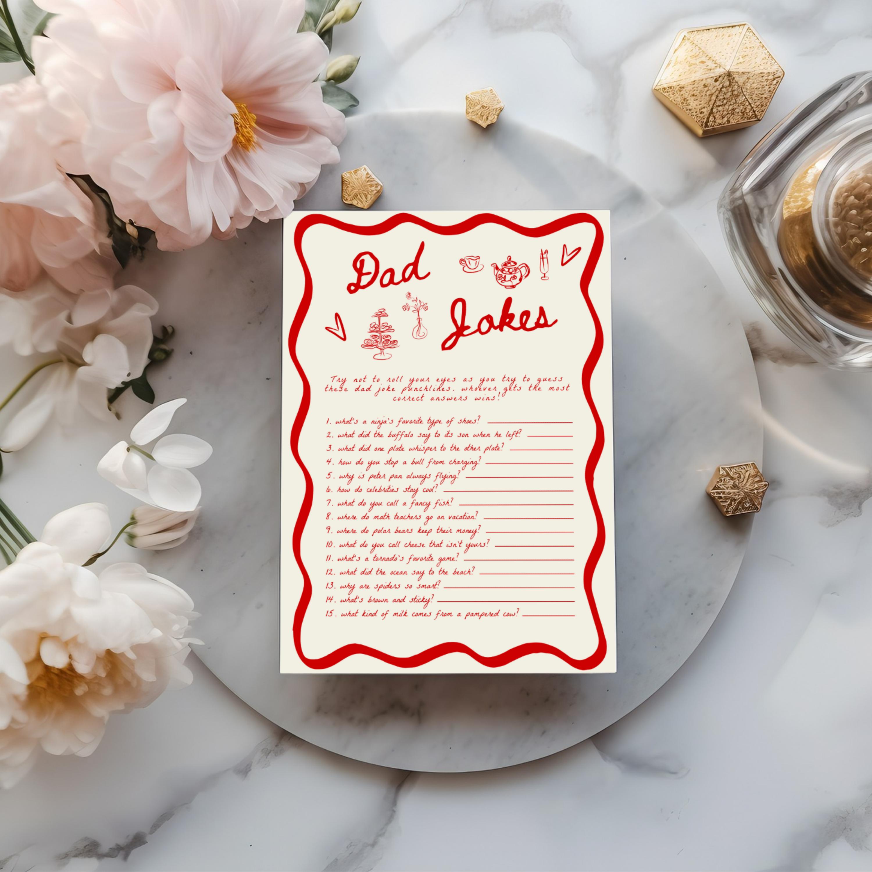 Printed Dad Jokes Baby Shower Game, Dad Jokes Game, Dad Jokes Baby ...