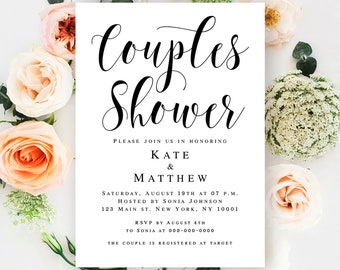 Couples shower invitation template Wedding shower invitation instant download Couples shower template Couples Wedding shower invites #vm31