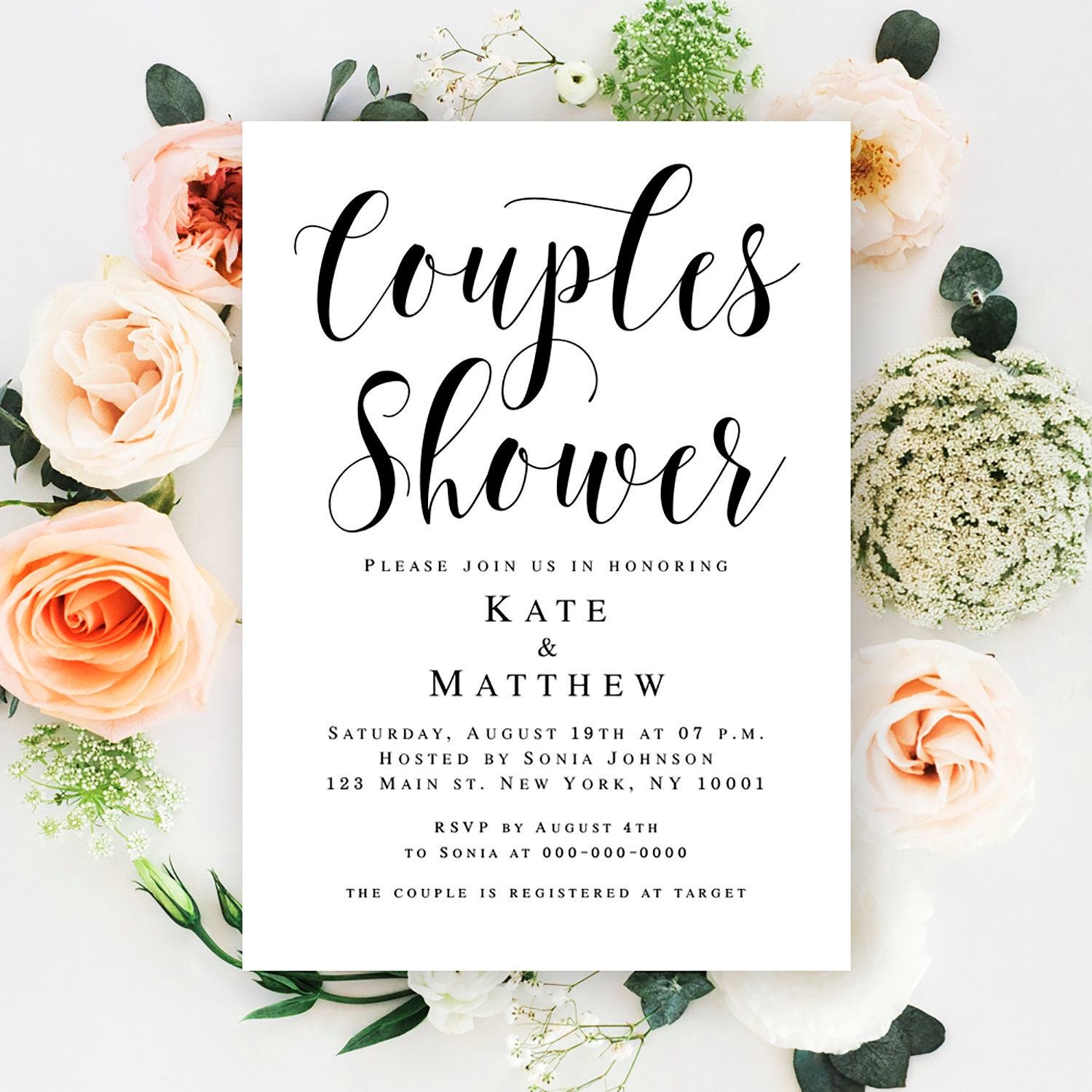 Couples shower invitation template Wedding shower invitation | Etsy