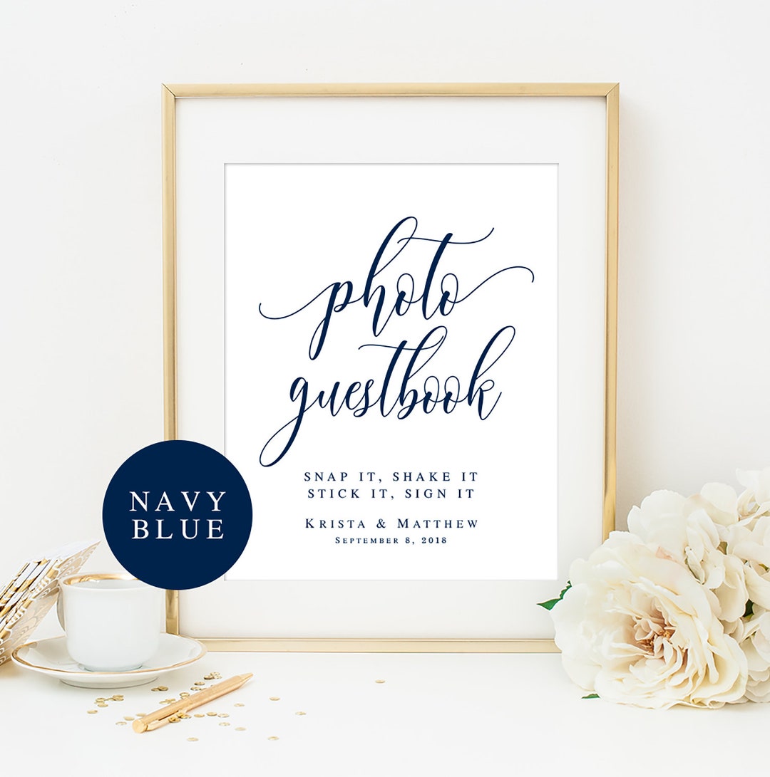 Wedding Template Signs Wedding Photo Guestbook Sign Navy Blue - Etsy