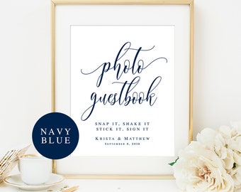 Wedding template signs Wedding photo guestbook sign Navy blue wedding Photo guest book wedding Instant photo guest book sign Download #vm13