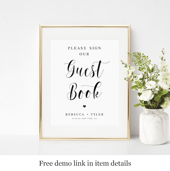 Please Sign Our Guestbook Sign Template 100% Editable Text - Etsy