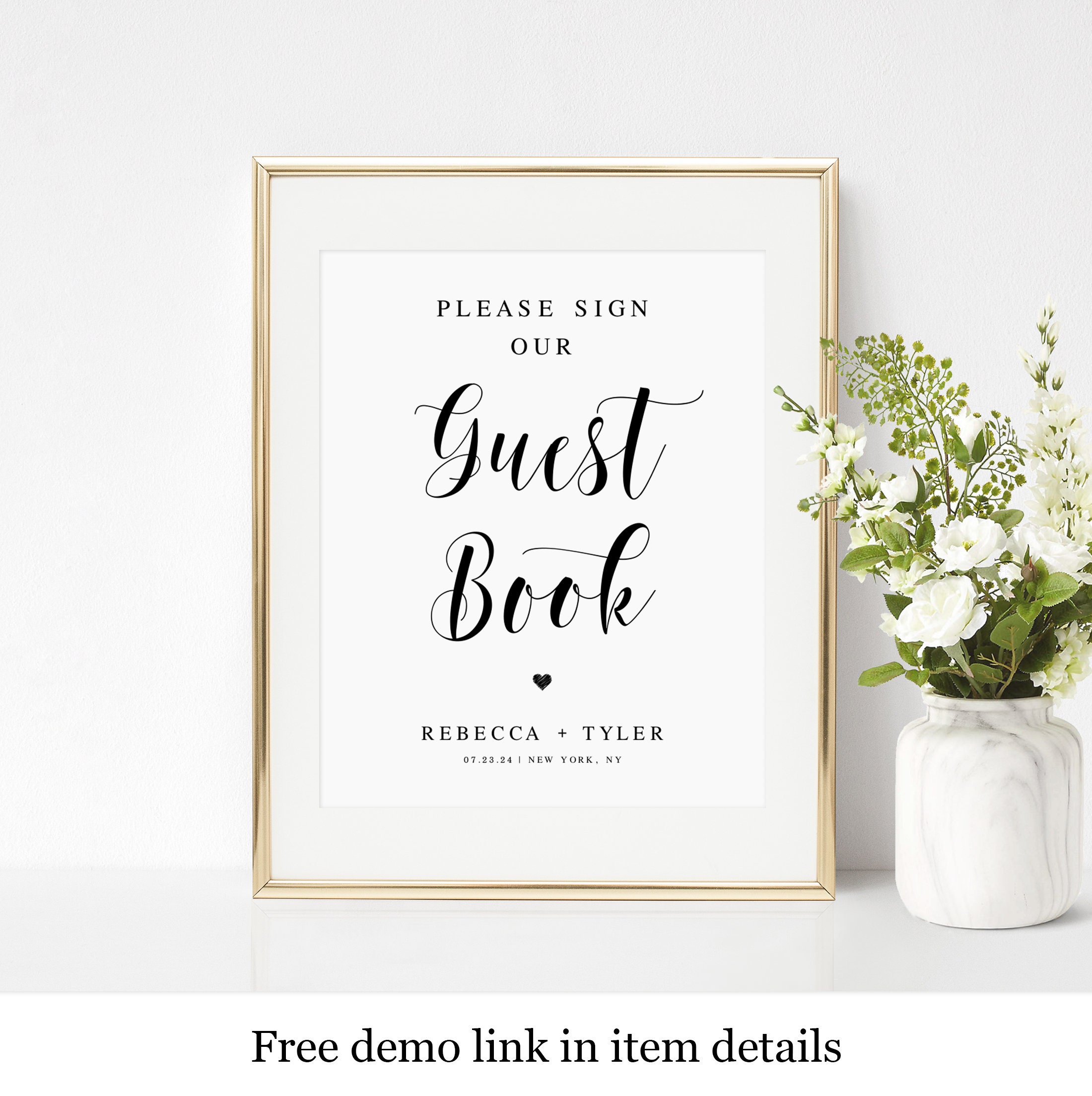 Please Sign Our Guestbook Sign Template 100 Editable Text Etsy