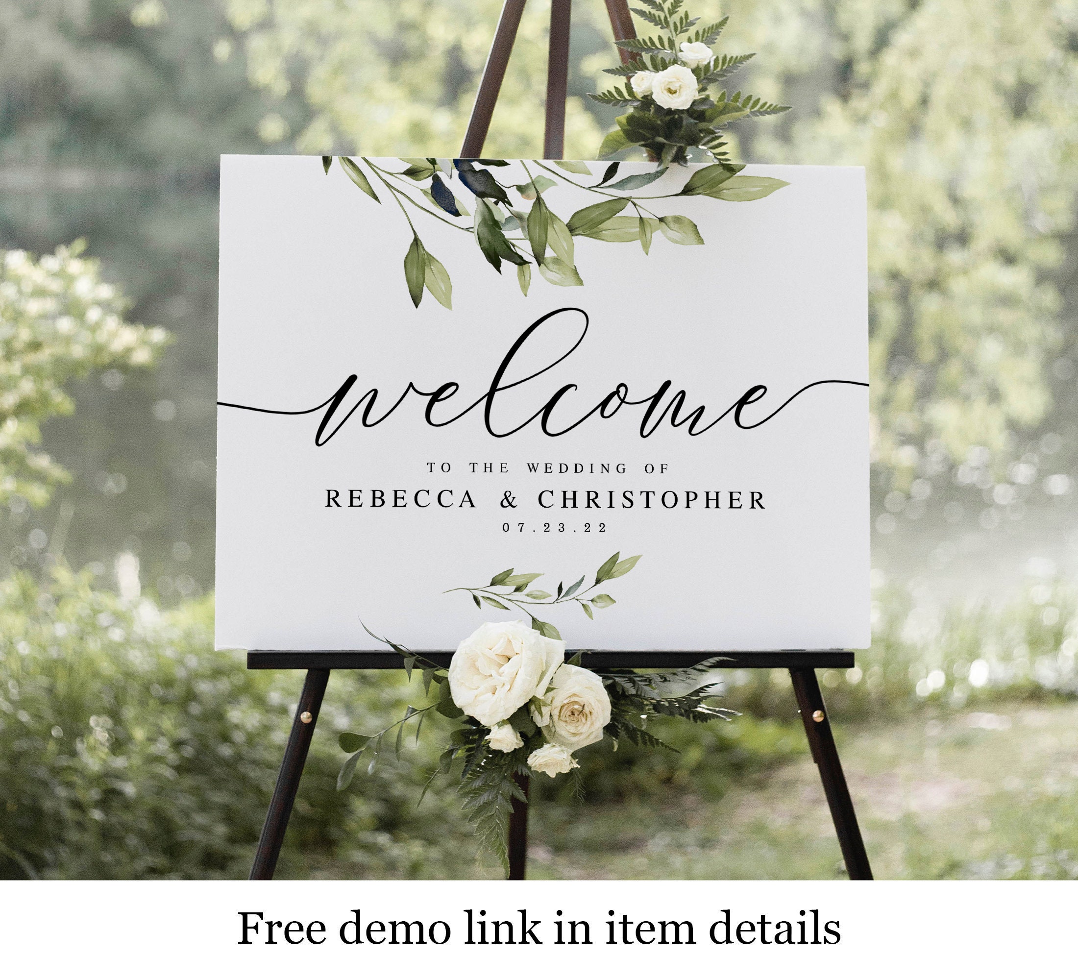 Printed/Digital Floral Wedding Welcome Sign 'Rebecca' (no easel)