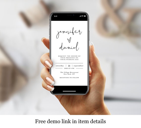 Electronic Invitation Template Wedding Evite Text Message Etsy