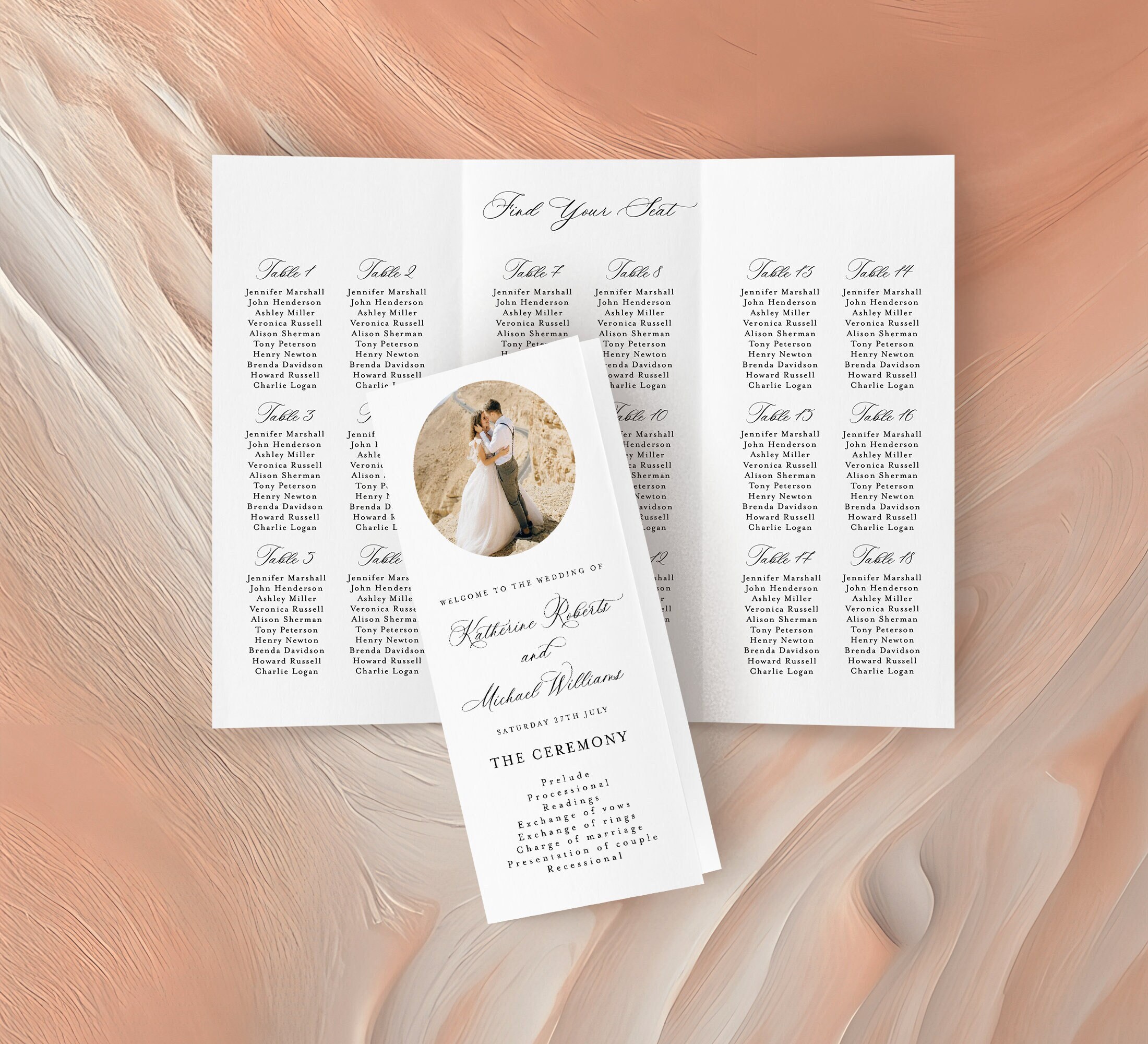 Seating Plan Program Seating Chart Program, Trifold Wedding Seating Chart Program Template ...