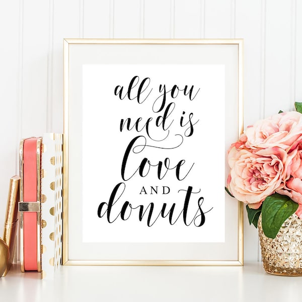 Tout ce dont vous avez besoin, c'est de l'amour et un signe de donut Signe de mariage de donut Fête de donut Mariage de princesse Idées de mariage de conte de fées Articles de fête de donut # vm31