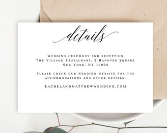 Wedding details card template Wedding details card insert Editable Wedding enclosure card template Wedding details for the reception #vm51