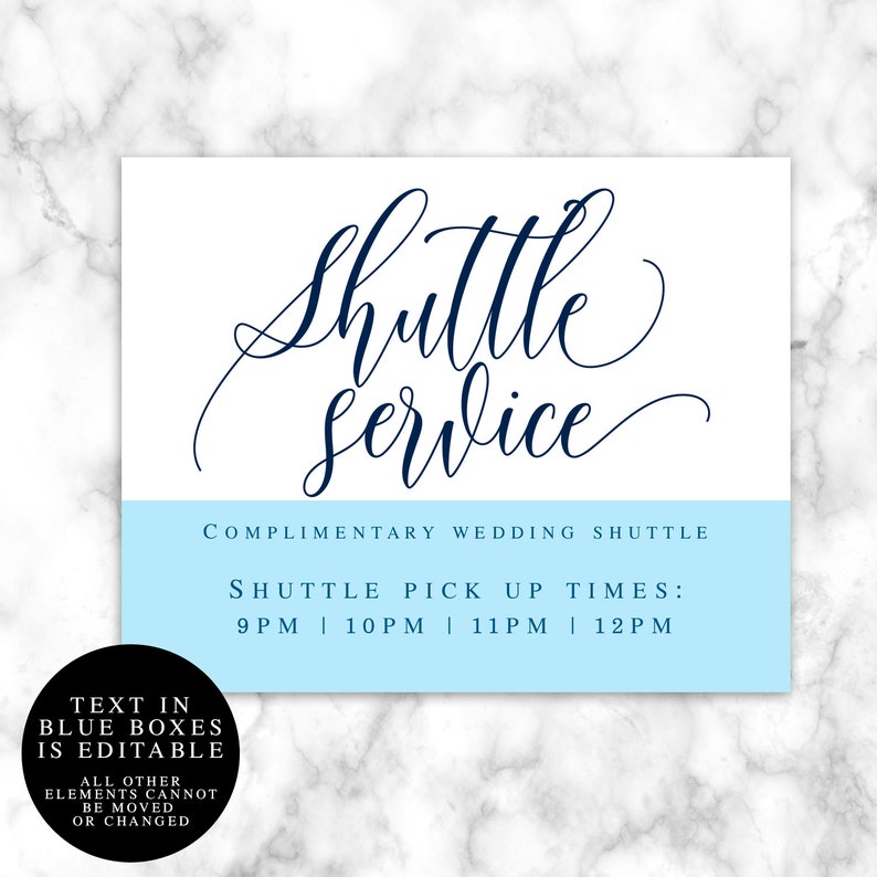 Shuttle Sign Shuttle Service Template Nautical Wedding Sign | Etsy