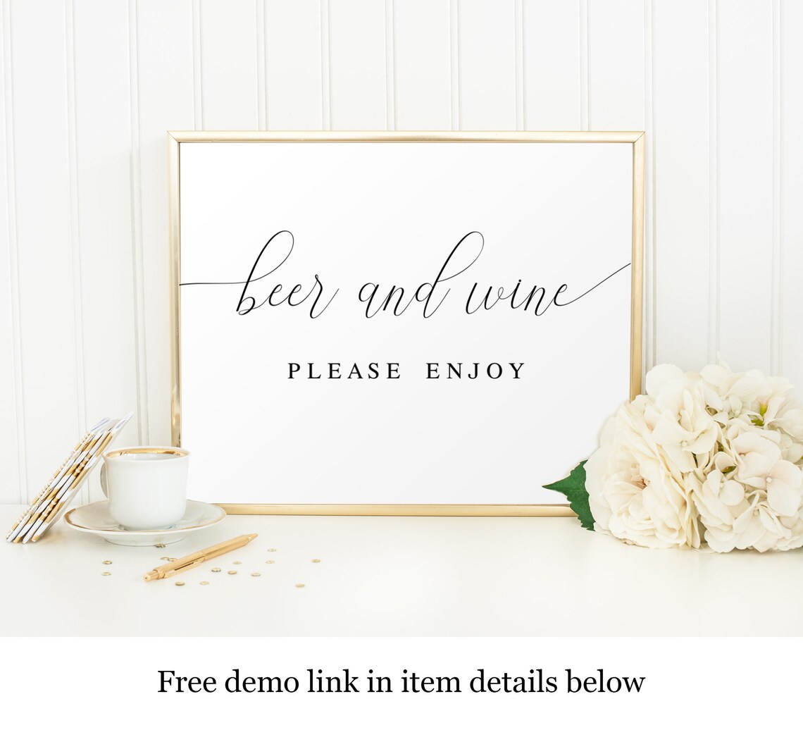 Printable Beer and Wine Sign Template Create Your Own Poster Etsy