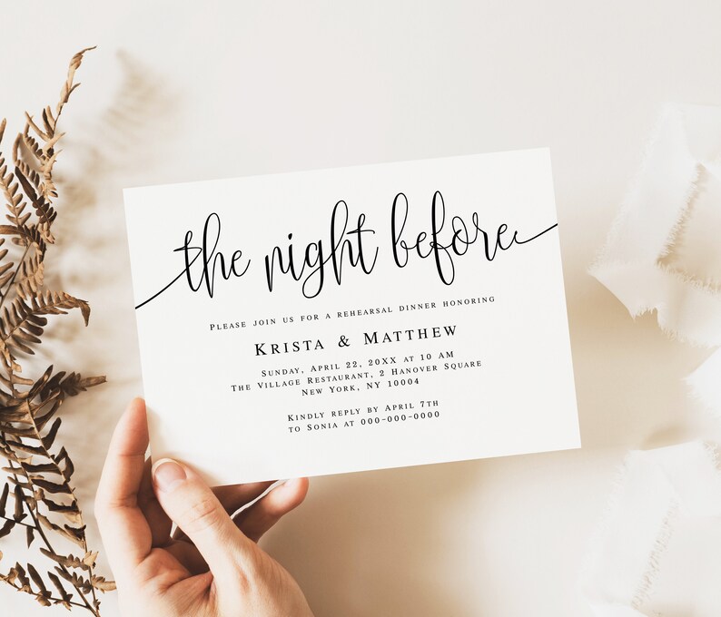 The night before invitation Rehearsal dinner invitation template Pre wedding party invitation Editable invitation Printable template vmt610 image 2