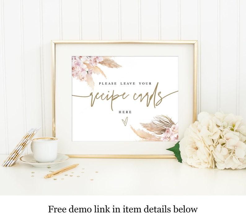 Place Recipe Card Here Sign Bridal Shower Sign Template Etsy