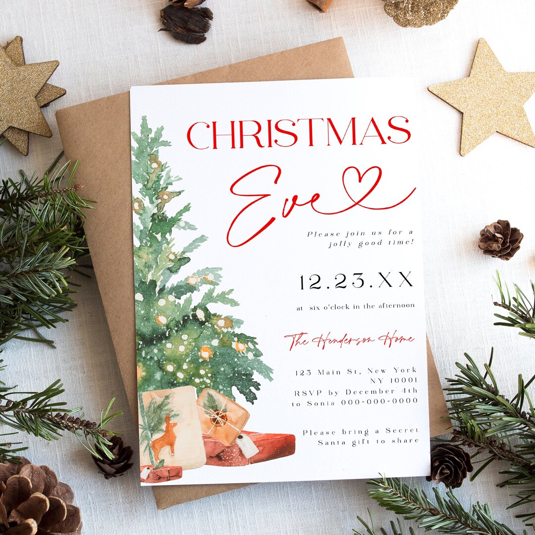 Christmas Eve Invitation Template Holiday Party Invitation Christmas Christmas Eve Invitation Template Holiday Party Invitation Christmas