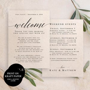 Editable wedding welcome note Wedding welcome bag note printable Wedding template itinerary download Itinerary template printable DIY vm51 image 3