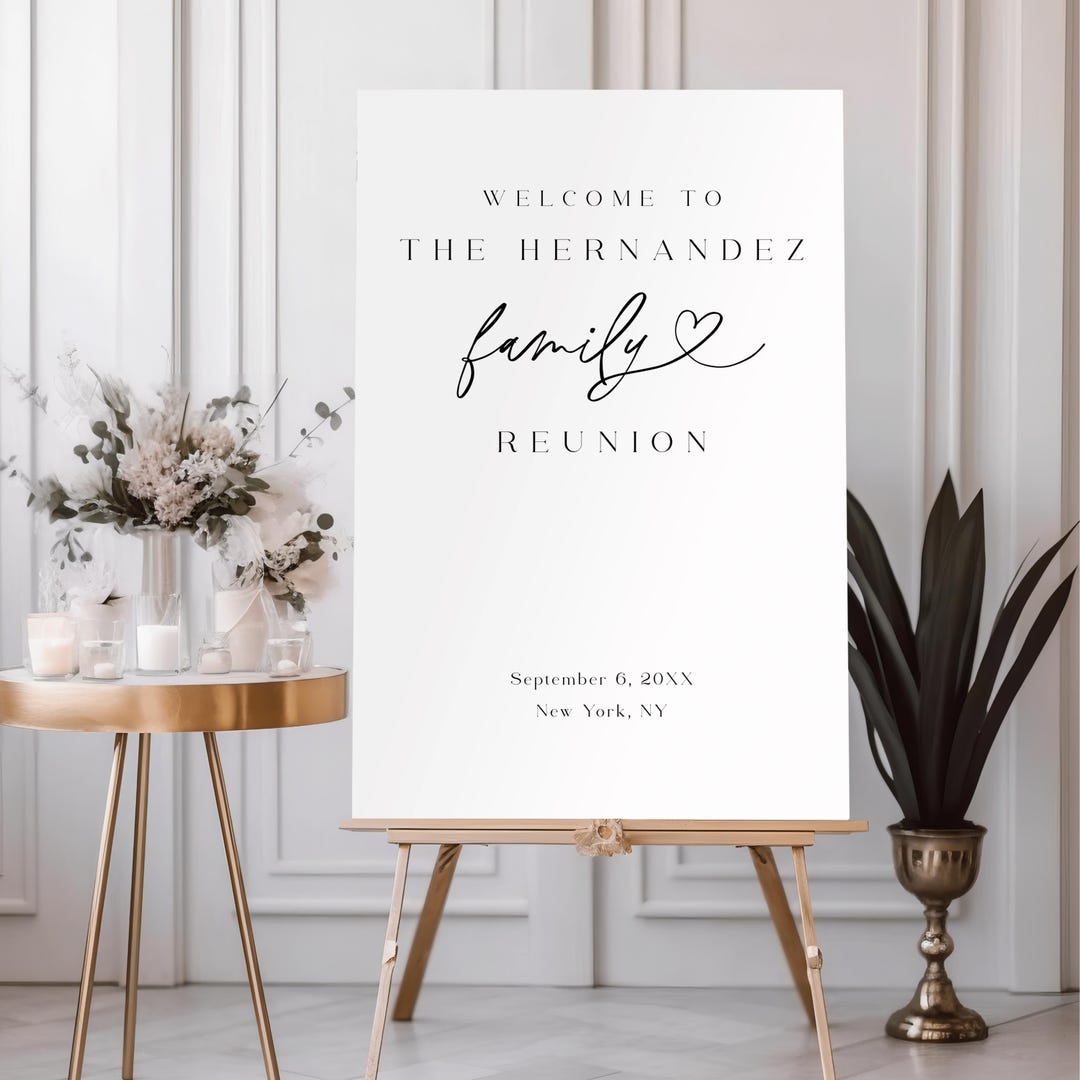 Family Reunion Welcome Sign Printable, Modern BBQ Family Get Together ...