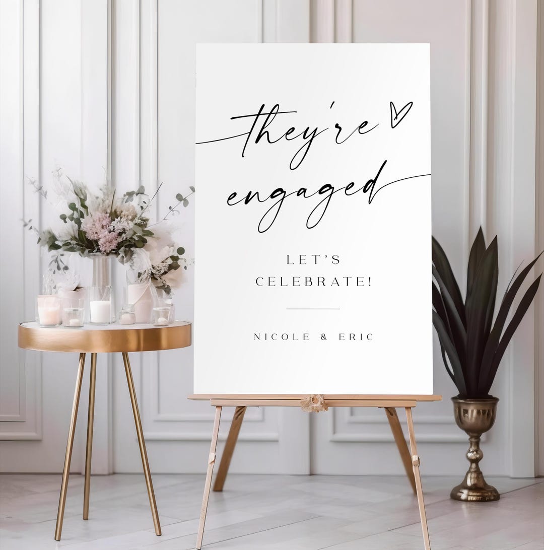 Printed & Shipped They're Engaged Welcome Sign Printed, Engagement ...