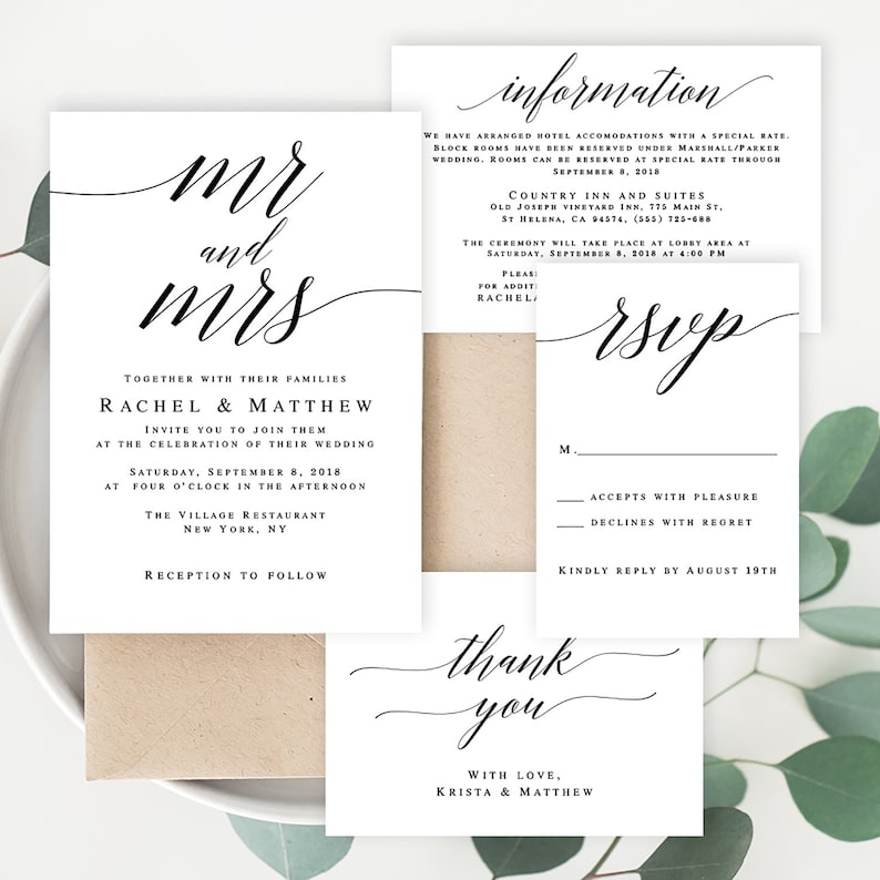 Mr and Mrs Invitation Template Download Wedding Invites With Etsy