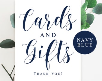 Navy blue wedding decorations Cards and gifts sign Navy wedding sign Nautical wedding decor Ocean wedding signs Navy bridal shower #vm23