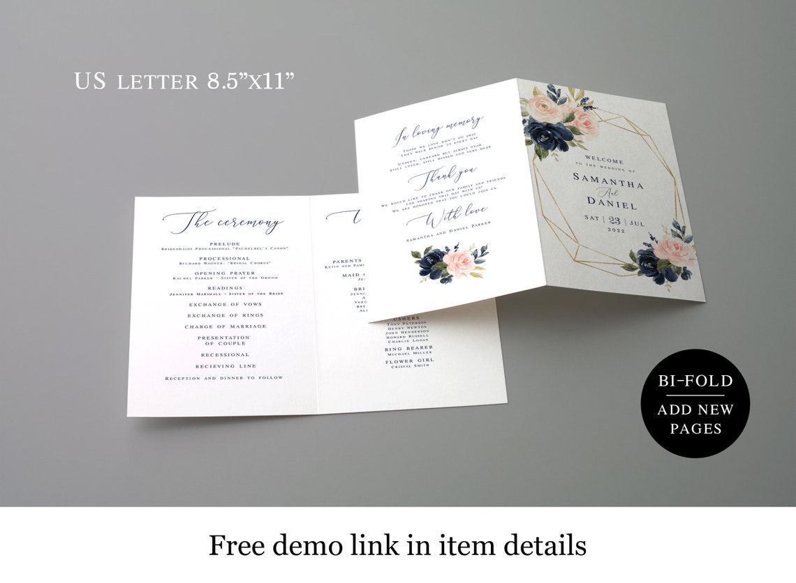 Printable Program Template Edit With Templett Folded | Etsy