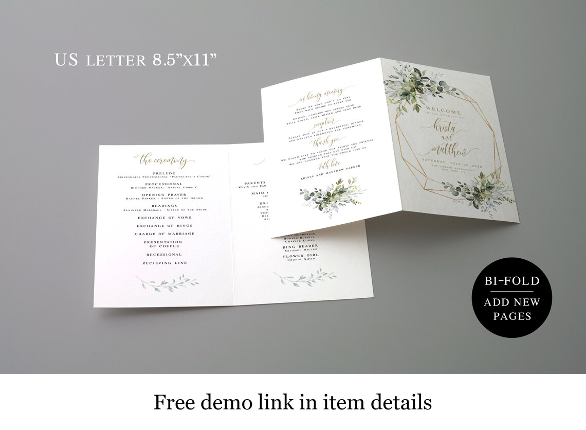 Printable Program Template Edit With Templett Folded - Etsy
