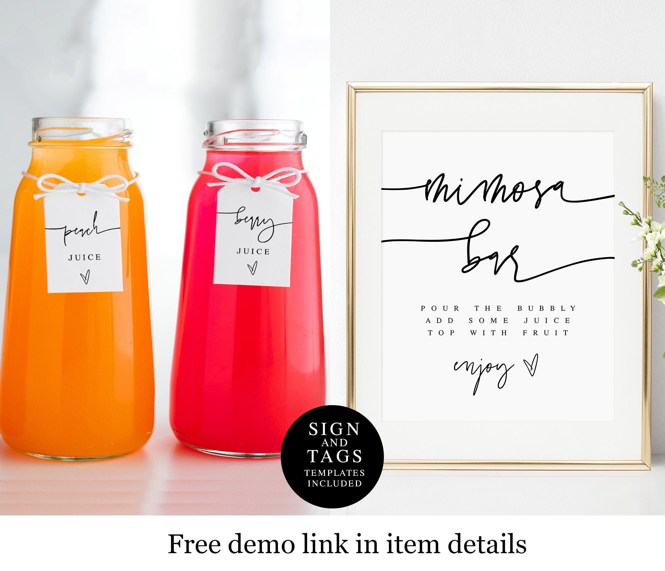 Mimosa Bar Sign Ang Tags Template Printable Hanging Juice | Etsy