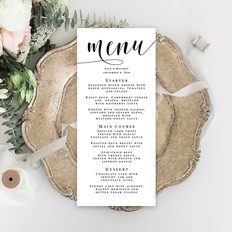 Wedding menu template Wedding template Editable menu Wedding table decor Boho wedding DIY Rustic wedding menu Printable menu cards vm31 image 8