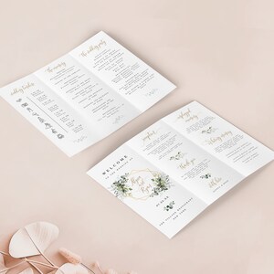 Trifold Wedding Program Template Tri Fold Wedding Ceremony - Etsy