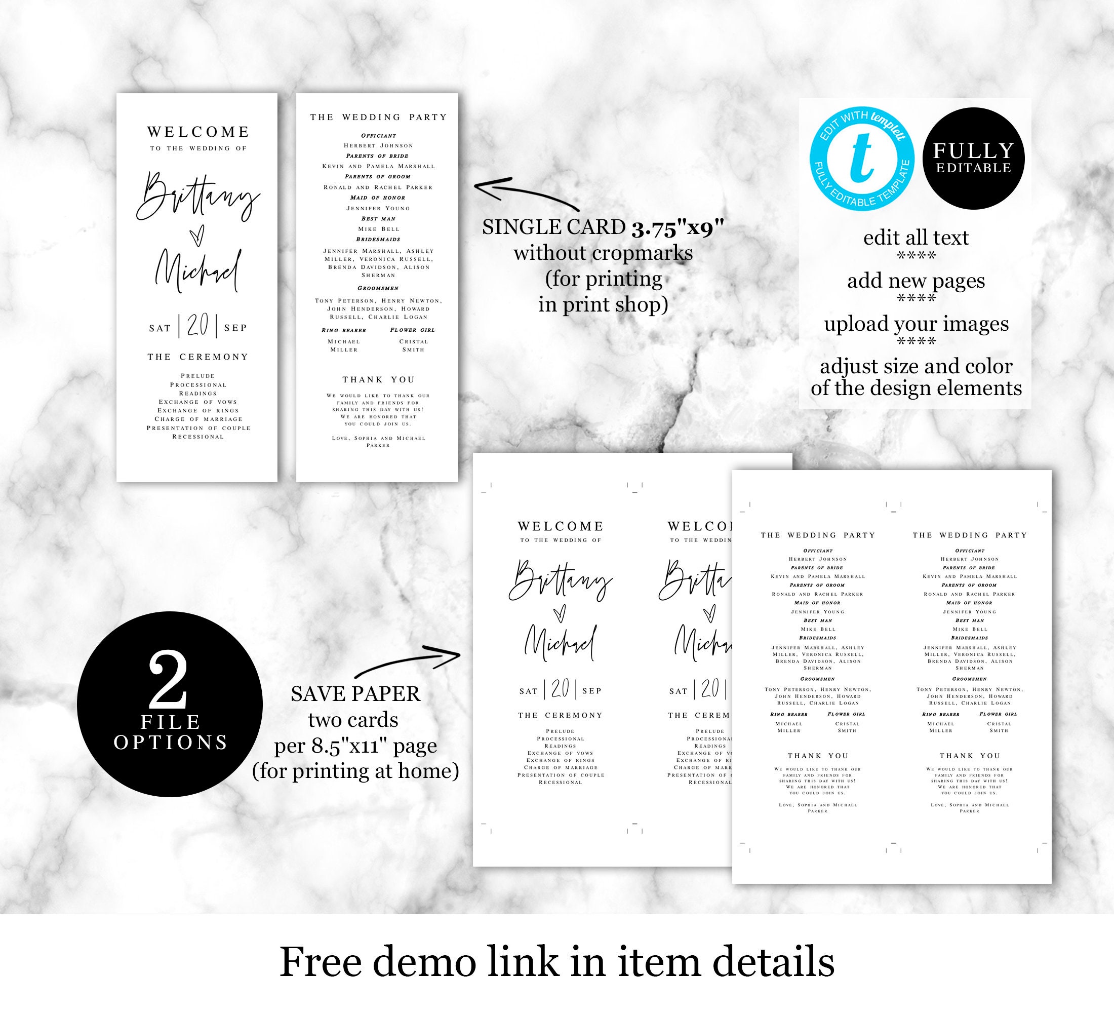 Printable Wedding Program Template Fully Editable - Etsy