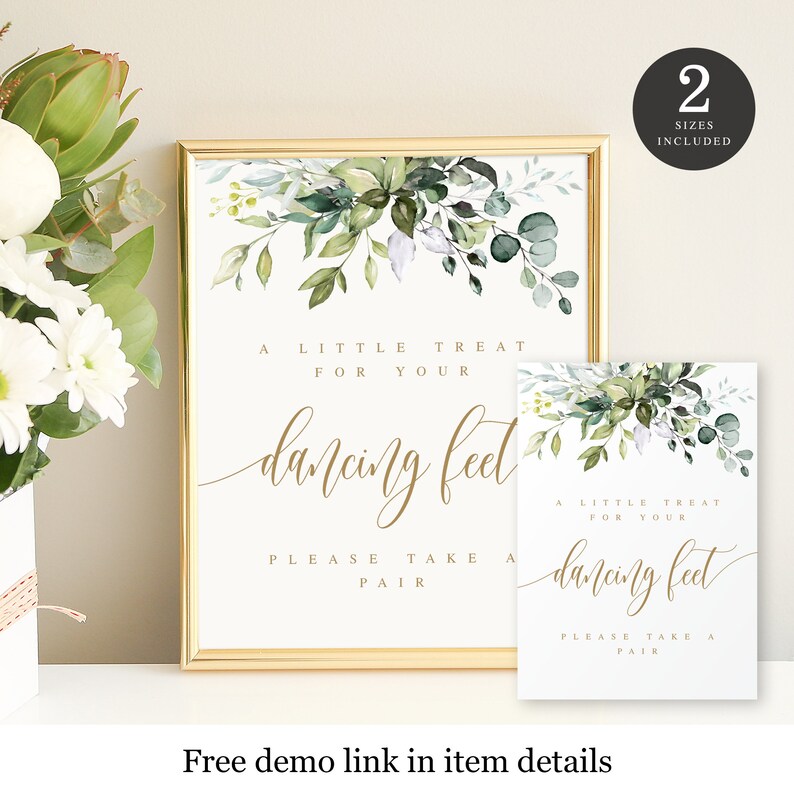 Greenery Gold Dancing Shoes Sign Please Take a Pair Dance Sign Etsy