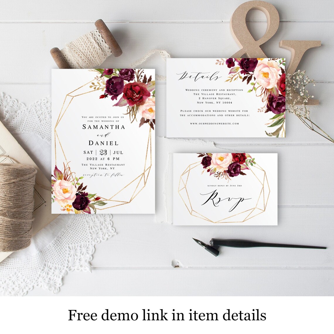 Printable Wedding Invitation Suite Template Fully Editable - Etsy